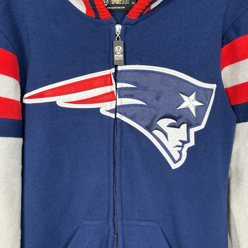 New England Patriots Sportsedo One Piece Pajama Adult Sm. Lounge Outfit Football - Picture 8 of 10